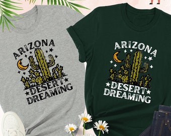 Chemise de rêve du désert de l'Arizona, chemise du désert, cactus, chemise de cactus, chemise d'aventure du désert, chemise de l'Arizona, chemise de cactus mignon, Far West