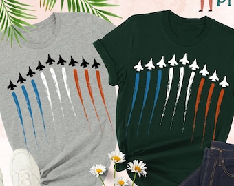 American Flag Fighter Jet Shirt, Air Force Shirt, Red White Blue Air Force Flyover Men's T-shirt, Jet Fighter Shirt, Airplane Show Shirt