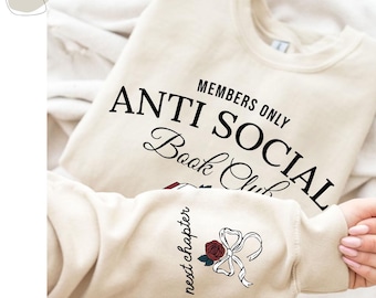 Anti Social Book Club Sweatshirt, Book Club Sweatshirt, Introverted Reader Sweatshirt, Book Lover Gift, Bookish Hoodie, Reading Sweatshirt