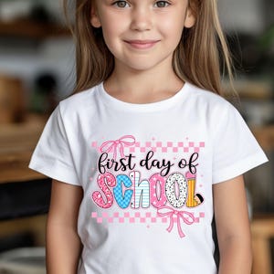 First Day Of School Kid Shirt, Toddler Back To School Shirt, Coquette Pink Bow Shirt, Back To School Gifts, First Day Of School, Kids School