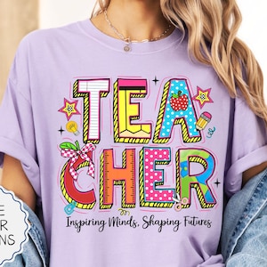 Comfort Colors® Teacher Shirt, Inspire Minds Shape Futures Shirt, Gift For Teacher, Teacher Appreciation, Motivational Shirt, Back To School bild 1