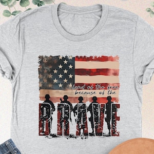 Land Of Free Brave Shirt, Memorial Day Shirt, American Military Veteran Tshirt, 4th Of July Shirts, American Flag Shirt, Army Husband Gift