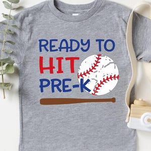 Ready to Hit Pre-K Shirt for Kids, Boy Pre-K Shirt, Kids Back to School Tee, Funny Pre K Shirt, Kids Pre-K Shirt, Baseball Boy School Shirt