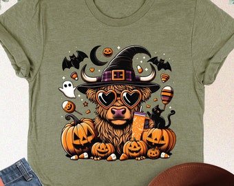 Ghost Highland Cow Tshirt, Highland Cow Shirt, Cute Halloween Shirt, Cow Halloween Shirt, Fall Pumpkin Shirt, Pumpkin Season Shirt, Cow Tee