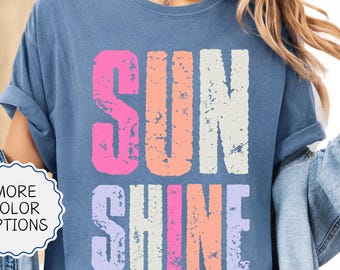 Comfort Colors® Sunshine Shirt, Distressed Summer Shirt, Beach Shirt, Girly Summer Shirt, Summer Vacation, Summer Vibes, Trendy Summer Tee