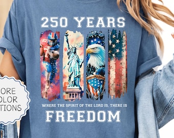 Comfort Colors® USA 250 Years T-Shirt, American Eagle Patriotic Shirt, USA Flag Shirt, Independence Day, Fourth of July Shirt, Patriotic Tee