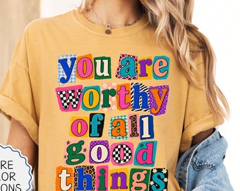 Comfort Colors® Worthy Christian Shirt, Colorful Faith Tee, Religious Message Gift, Christian Saying Shirt, Preppy Church Woman Tshirt