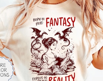 Comfort Colors® Girl and Dragon Book Shirt, Fantasy Reader Gift, Dragon Lover Girls Gift, Fantasy Book Lover Tee, Gift For Bookworms