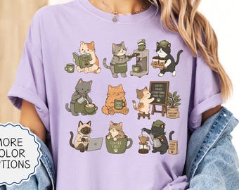 Comfort Colors® Catpuccino Shirt, Coffee Cat  Mom Tee, Cafe Kitty Shirt, Espresso Cat Gift, Barista Shirt, Latte Shirt, Coffee Lover Gift