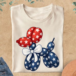 4th Of July Balloon Dog Shirt, Coquette 4th Of July Shirt, Patriotic Shirt, USA Flag Balloon, Coquette Balloon Dog Shirt, Independence Day
