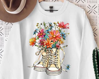 Floral Spring Sweatshirt, Wildflower Hoodie, Flower Girls Gift, Spring Lover Gift, Spring Holiday Sweatshirt, Motivational Woman Hoodie