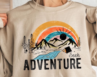 Seek Adventure Sweatshirt, Adventure Hoodie, Nature Lover Sweatshirt, Camping Sweater, Nature Lover Gift, Mountain Sweatshirt, Hiking Sweat