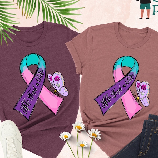 Thyroid Cancer Butterfly Ribbon Shirt,Thyroid Cancer Awareness Tee,Cancer Survivor Gift,Pink Blue Teal Ribbon,Support Thyroid Cancer Shirt