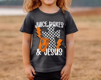 Juice Boxes And Jesus Shirt, Kids Christian Shirt, Biblical Kids Shirt, Jesus Shirt For Kids, Sunday School Shirt,Religious Kids,Toddler Tee