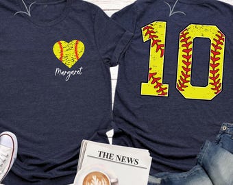 Chemise de softball avec nom et numéro personnalisés, cadeau de softball personnalisé, chemise pour amateur de softball, chemise de maman de softball, t-shirt pour le match, jour pour le match