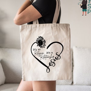 It&#39;s Not Religion It&#39;s Relationship Tote Bag, Religious Tote Bag, Christian Bag, Religious Gift, Reusable Tote Bag, Ecofriendly Tote Bag