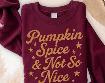 Pumpkin Spice & Not So Nice Sweatshirt, Pumpkin Spice Lover, Fall Vibes Hoodie, Latte And Pumpkin, Halloween Sweatshirt, Cozy Season Hoodie