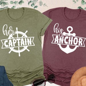 Her Captain His Anchor Shirt, Couple Cruise Shirts, Couple Matching Shirts, Gifts For Couple, Funny Couple Gifts, Couple Vacation Shirts