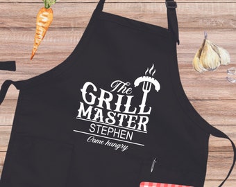 Personalized Grill Master Apron, Chef Apron, Custom Cooking Apron, Grill Master Apron, BBQ Grilling Apron, Gift For Father, Cooking Apron