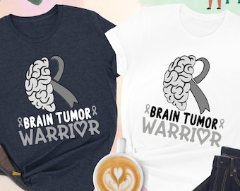 Brain Tumor Warrior Shirt, Brain Cancer Awareness Shirt, Brain Cancer Support Shirt, Brain Cancer Survivor Shirt, Brain Cancer Gray Ribbon