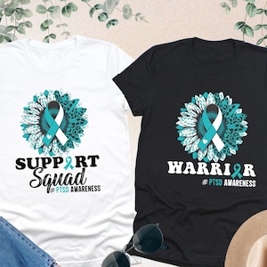 Support Squad PTSD Shirt, PTSD Awareness, PTSD Warrior Shirt, Post-Traumatic Stress Disorder, Teal Ribbon, Ptsd Survivor Shirt, Anxiety Tee