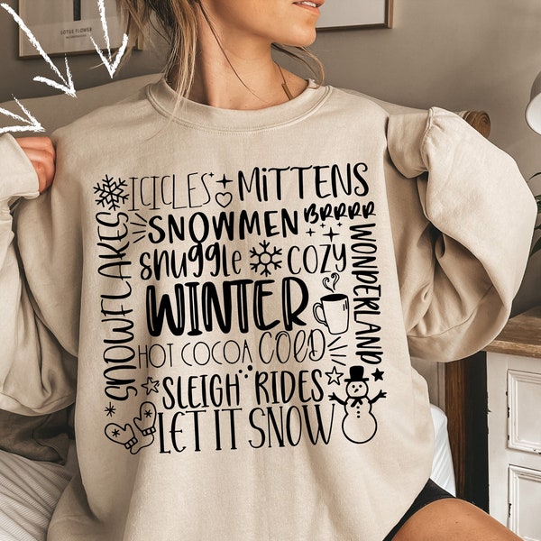 Winter Sweatshirt, Winter Hoodie, Womens Christmas Shirt, Retro Christmas Sweatshirt, Xmas Tee, Christmas Gift, Xmas Holiday Gifts, Cozy Tee
