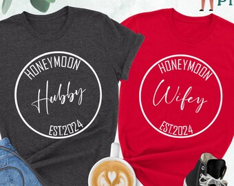 Hubby Wifey Shirts, Honeymoon Shirt, Just Married Shirt, Engagement Shirt, Wedding Shirts, Bridal Gift Engagement, Husband And Wife Shirts