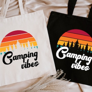 Camping Vibes Tote Bag, Camping Tote Bag, Camper Tote Bag, Happy Camper, Gift For Camping, Travel Bag, Cute Camper Tote Bag, Outdoors Tote