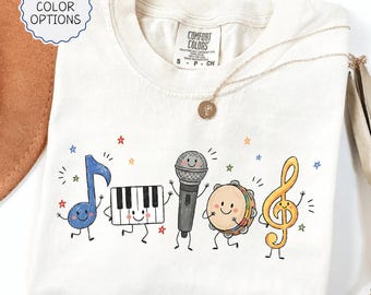 Comfort Colors® Music Teacher Doodle Shirt, Music Teacher Gift, Music Lover Gift, Musician T-shirt, Music Notes Shirt, Funny Music Shirt