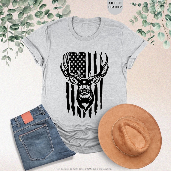 Deer Hunting Shirt, Deerhead American Flag Shirt, Deer Season Shirt, Hunting Tshirt, Gift For Hunter, American Hunting Shirt, Deerhead Tee