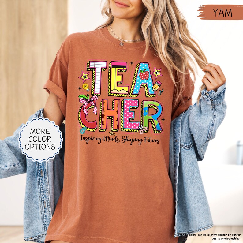 Comfort Colors® Teacher Shirt, Inspire Minds Shape Futures Shirt, Gift For Teacher, Teacher Appreciation, Motivational Shirt, Back To School bild 10