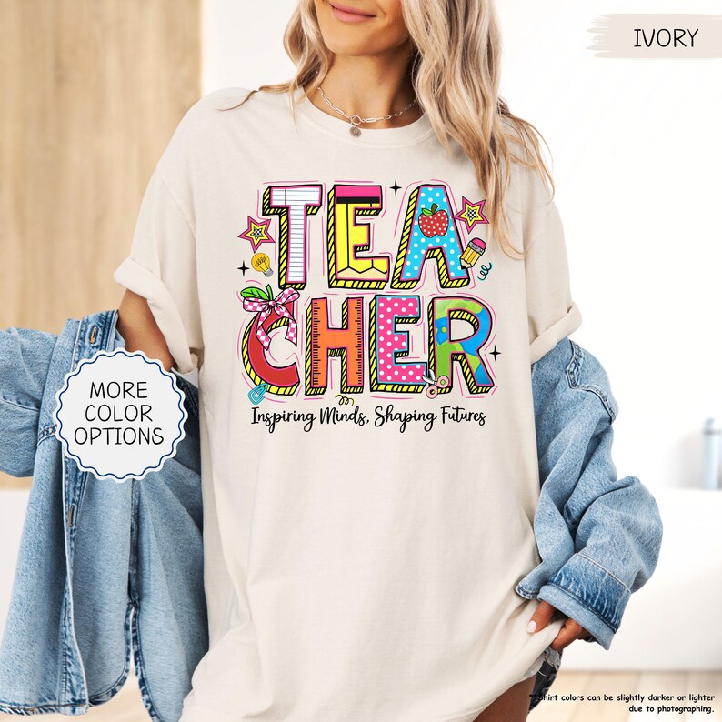 Comfort Colors® Teacher Shirt, Inspire Minds Shape Futures Shirt, Gift For Teacher, Teacher Appreciation, Motivational Shirt, Back To School bild 8