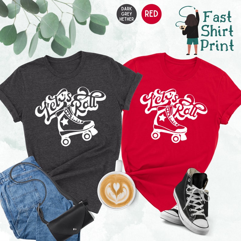 Lets Roll Shirt, Roller Skating Shirt, Gift For Skater, 90s Kid Shirt, Skate Tee, Retro Women Shirt, Rollar Skate Party, Roller Derby Shirt image 3