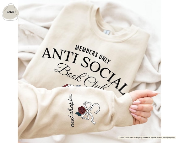 Anti Social Book Club Sweatshirt, Book Club Sweatshirt, Introverted Reader Sweatshirt, Book Lover Gift, Bookish Hoodie, Reading Sweatshirt
