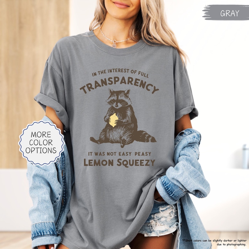Comfort Colors® Funny Raccoon Shirt,In The Interest Of Full Transparency It Was Not Easy Peasy Lemon Squeezy Raccoon Shirt,Stay Trashy Shirt image 4
