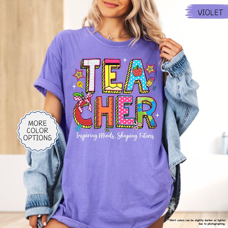 Comfort Colors® Teacher Shirt, Inspire Minds Shape Futures Shirt, Gift For Teacher, Teacher Appreciation, Motivational Shirt, Back To School bild 18