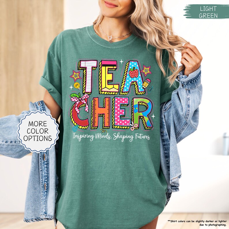 Comfort Colors® Teacher Shirt, Inspire Minds Shape Futures Shirt, Gift For Teacher, Teacher Appreciation, Motivational Shirt, Back To School bild 16