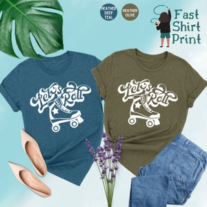 Lets Roll Shirt, Roller Skating Shirt, Gift For Skater, 90s Kid Shirt, Skate Tee, Retro Women Shirt, Rollar Skate Party, Roller Derby Shirt image 4