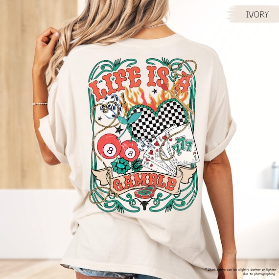 Comfort Colors® Life Is A Gamble Shirt, Turquoise Western Country Shirt, Gambler Shirt, Playing Cards Shirt, Cowboy Shirt, Gambler Gifts