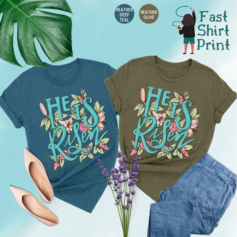 He Is Risen Shirt, Easter Gifts, Religious Easter Shirt, Bible Verse Easter Tee, Religious Gift, Cute Easter Tee, Easter Gift, Christian Tee zdjęcie 5
