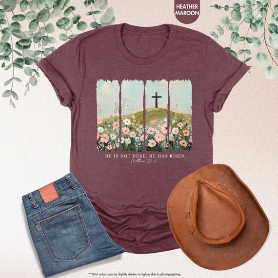 He Is Not Here He Has Risen Shirt ,Matthew 28 6,Christian Easter Shirt,Jesus Easter Tee, Womens Christian Shirt,Religious Gifts,Jesus Easter