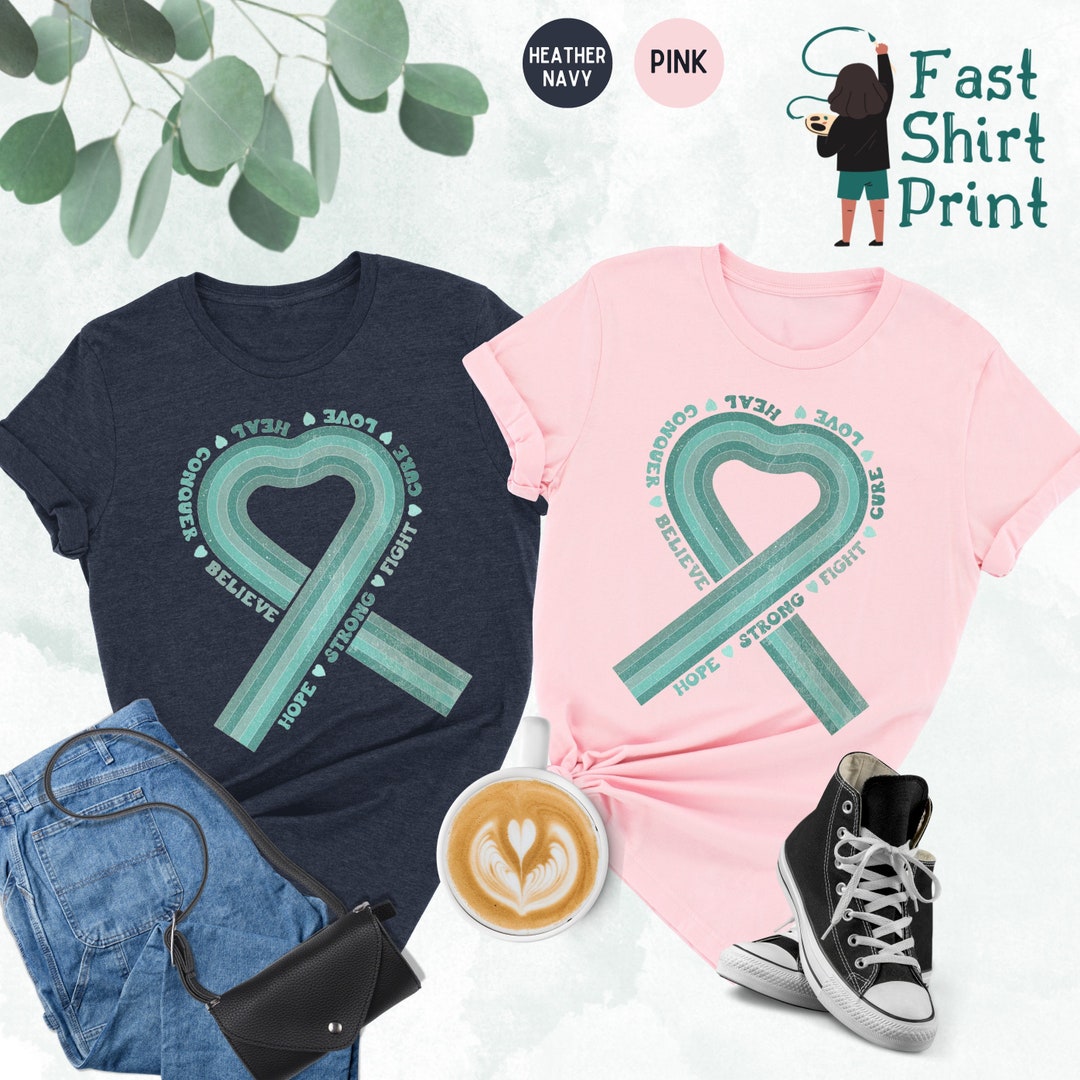 Ovarian Cancer Shirt, Teal Ribbon Shirt, Cancer Awareness Shirt,cancer ...