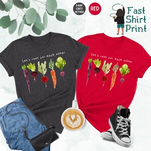 Lets Roots For Each Other Vegetable Shirt, Uplifting T-Shirt, Spring T Shirt, Gardening Tee, Turnip Gift, Carrot Outfit, Black Carrot Tee bild 4