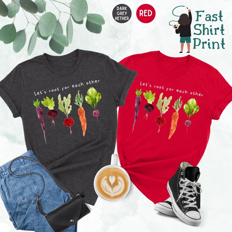 Lets Roots For Each Other Vegetable Shirt, Uplifting T-Shirt, Spring T Shirt, Gardening Tee, Turnip Gift, Carrot Outfit, Black Carrot Tee bild 4