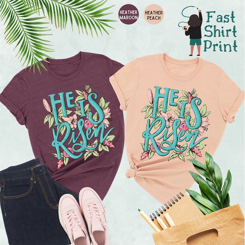 He Is Risen Shirt, Easter Gifts, Religious Easter Shirt, Bible Verse Easter Tee, Religious Gift, Cute Easter Tee, Easter Gift, Christian Tee zdjęcie 4