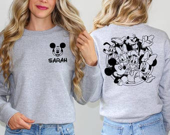 Custom Mickey Mouse Sweatshirt or Hoodie, Disney Characters Sweatshirt, Disneyland Sweatshirt, Personalized Gift, Family Vacation Hoodie