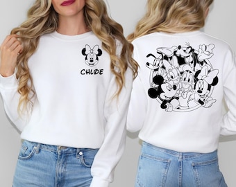 Sweatshirt ou sweat à capuche Disneyland personnalisé, sweat Minnie Mouse, sweat Mickey et ses amis, sweat voyage filles, cadeau Disney personnalisé
