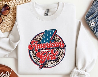American Girl Sweatshirt, American Girl Flag Sweatshirt, American Girl Flag Hoodie, America Flag Sweatshirt, Independence Day Hoodie