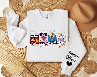 Custom Disney Mama Sweatshirt or Hoodie, Disney Family Sweatshirt, Mickey Mouse Mama Sweatshirt, Cute Disney Mom Gift, Mama Sweatshirt