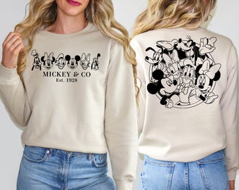Retro Mickey and Co 1928 Sweatshirt or Hoodie, Mickey and Friends Sweatshirt, Disneyland Sweatshirt, Vintage Sweatshirt, Disney Family Gift